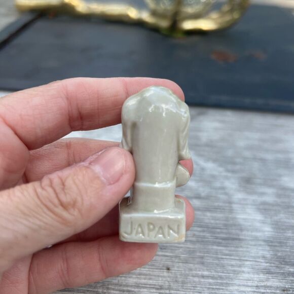 Vintage Dog Figurine Japan Blue Anthropomorphic Surprised Weirdo Rare Dog Lover - Picture 2 of 2